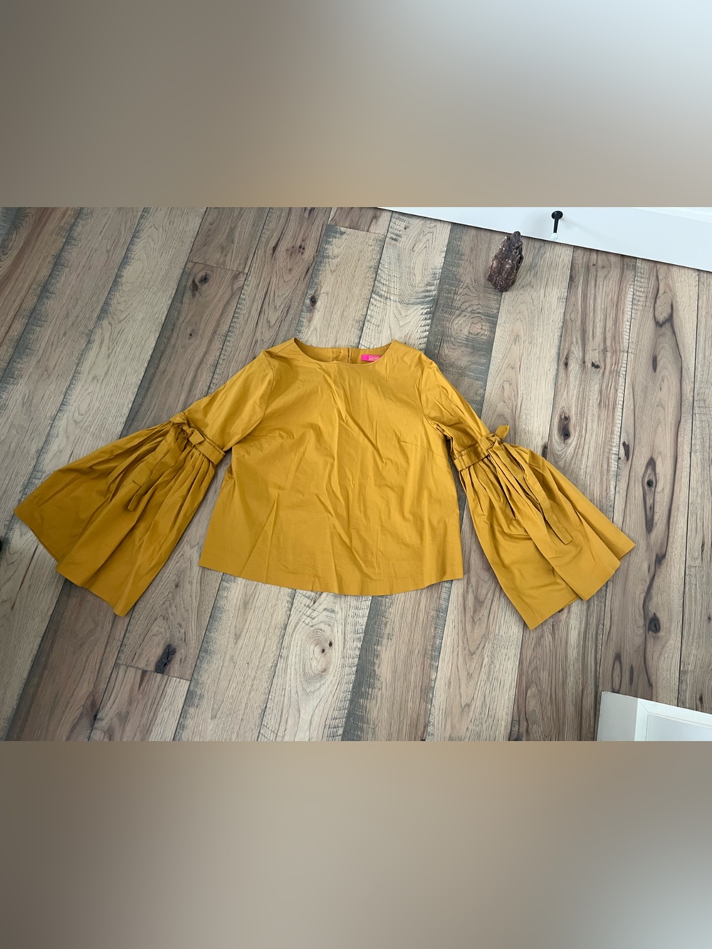 Fabulous Catherine Malandrino Mustard Blouse with Tie Sleeves